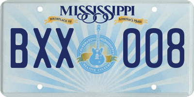 MS license plate BXX008