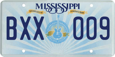 MS license plate BXX009