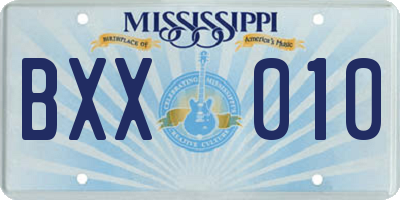 MS license plate BXX010