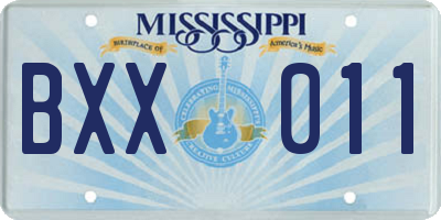 MS license plate BXX011
