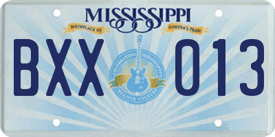MS license plate BXX013