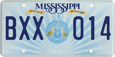 MS license plate BXX014