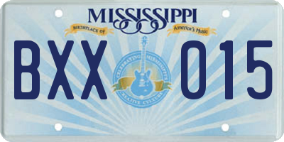 MS license plate BXX015