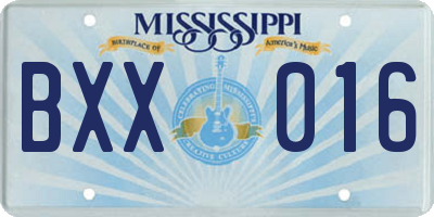MS license plate BXX016