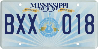 MS license plate BXX018
