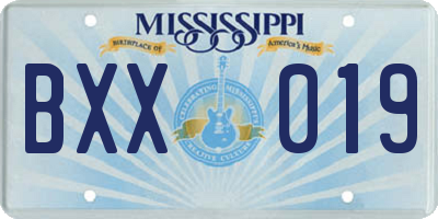 MS license plate BXX019
