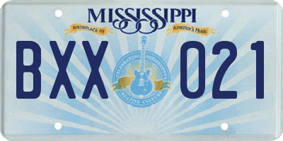 MS license plate BXX021