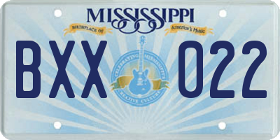 MS license plate BXX022