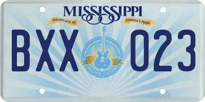 MS license plate BXX023