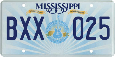 MS license plate BXX025