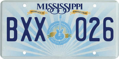 MS license plate BXX026