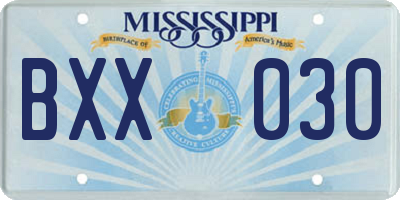MS license plate BXX030