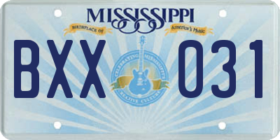 MS license plate BXX031