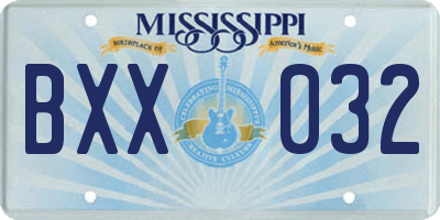MS license plate BXX032