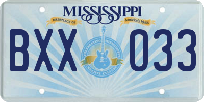 MS license plate BXX033