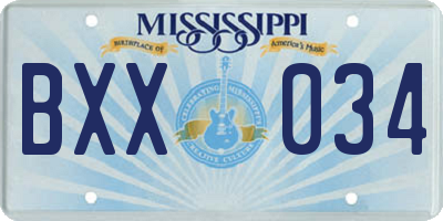 MS license plate BXX034