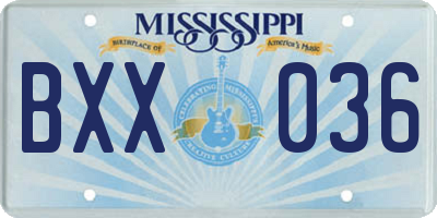 MS license plate BXX036