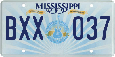 MS license plate BXX037