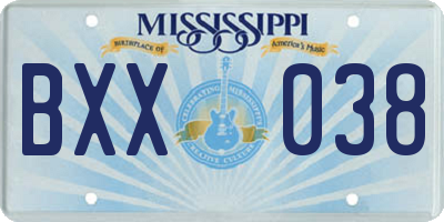 MS license plate BXX038