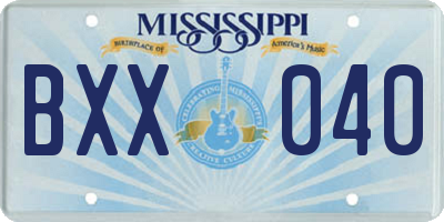 MS license plate BXX040