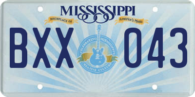 MS license plate BXX043