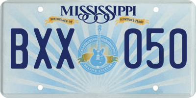 MS license plate BXX050