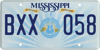 MS license plate BXX058