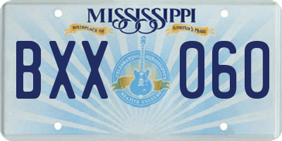 MS license plate BXX060