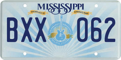 MS license plate BXX062