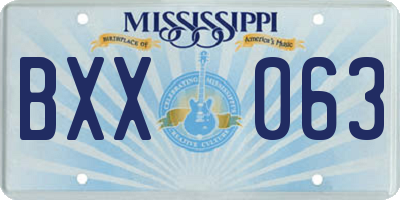 MS license plate BXX063