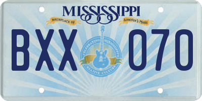 MS license plate BXX070