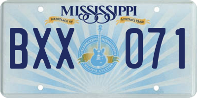 MS license plate BXX071