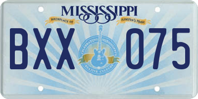 MS license plate BXX075