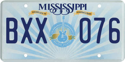 MS license plate BXX076