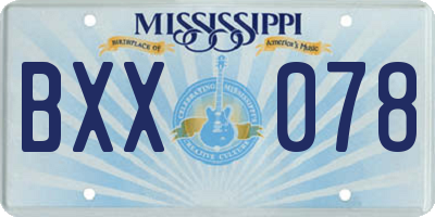 MS license plate BXX078