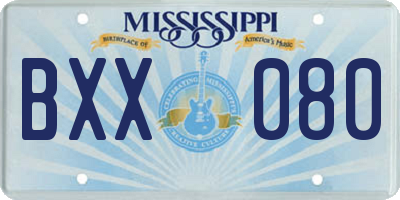 MS license plate BXX080
