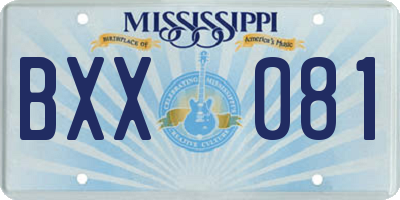 MS license plate BXX081