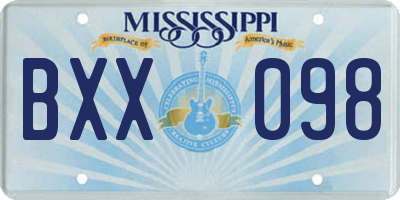 MS license plate BXX098