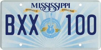 MS license plate BXX100