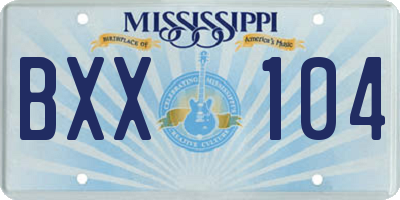 MS license plate BXX104