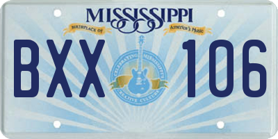 MS license plate BXX106