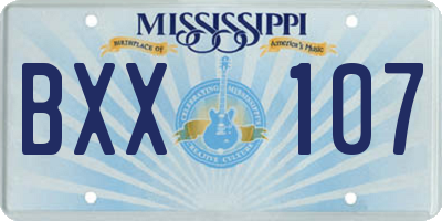 MS license plate BXX107