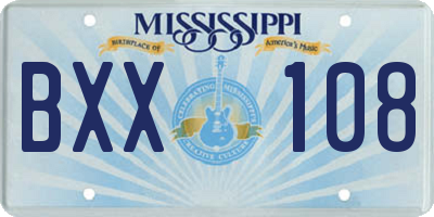MS license plate BXX108