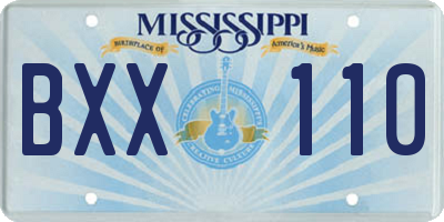 MS license plate BXX110