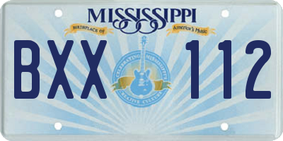 MS license plate BXX112