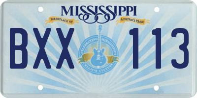 MS license plate BXX113