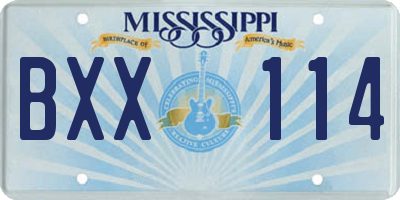 MS license plate BXX114
