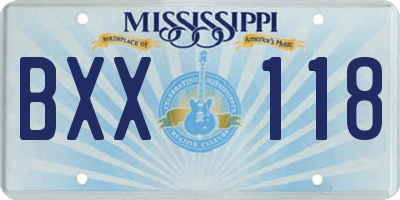 MS license plate BXX118