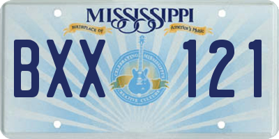 MS license plate BXX121