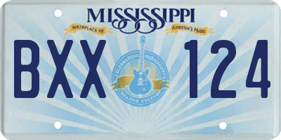 MS license plate BXX124